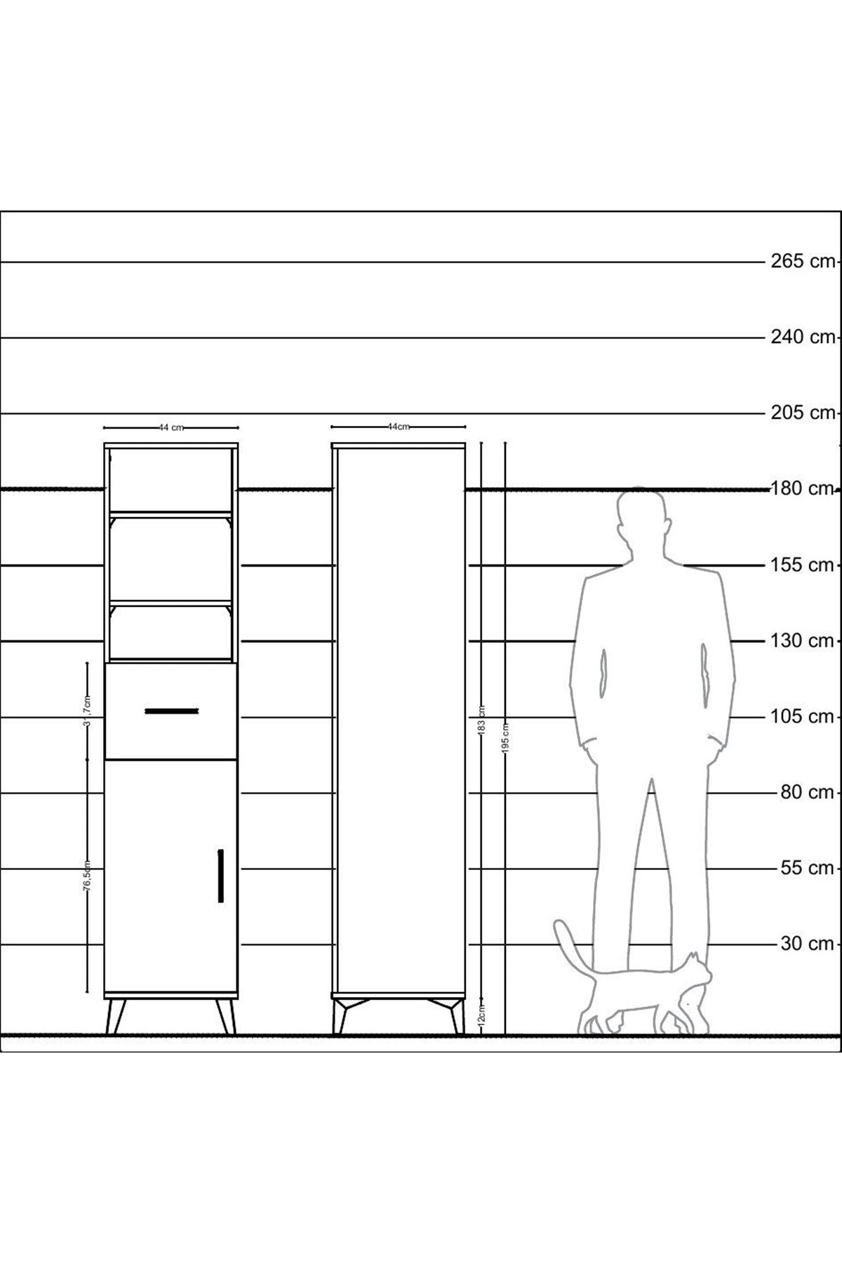Hyperion Dolap 4 Raflı Tek Çekmeceli Tek Kapaklı 44x44x195 Aytaşı-Çam