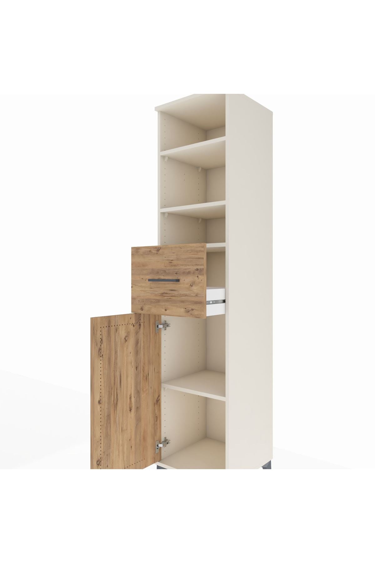 Hyperion Dolap 4 Raflı Tek Çekmeceli Tek Kapaklı 44x44x195 Aytaşı-Çam