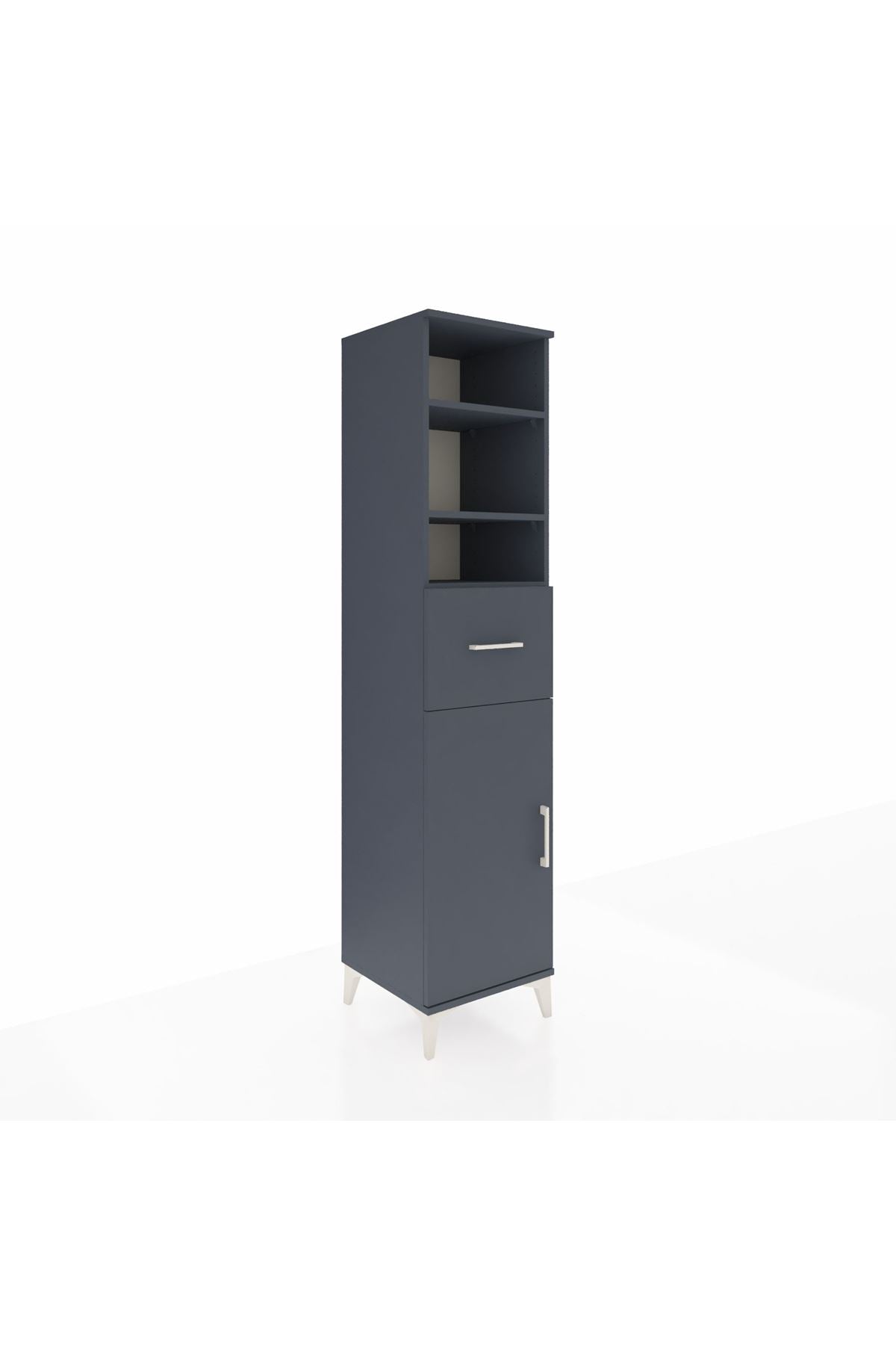 Hyperion Dolap 4 Raflı Tek Çekmeceli Tek Kapaklı 44x44x195 Antrasit-Antrasit