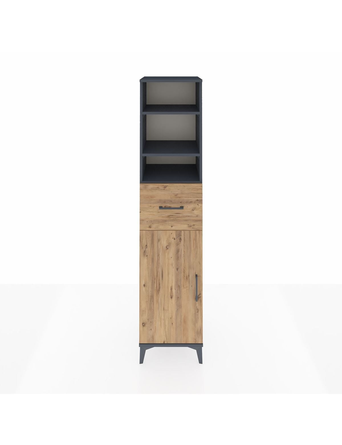 Hyperion Dolap 4 Raflı Tek Çekmeceli Tek Kapaklı 44x44x195 Antrasit-Çam