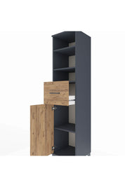 Hyperion Dolap 4 Raflı Tek Çekmeceli Tek Kapaklı 44x44x195 Antrasit-Çam