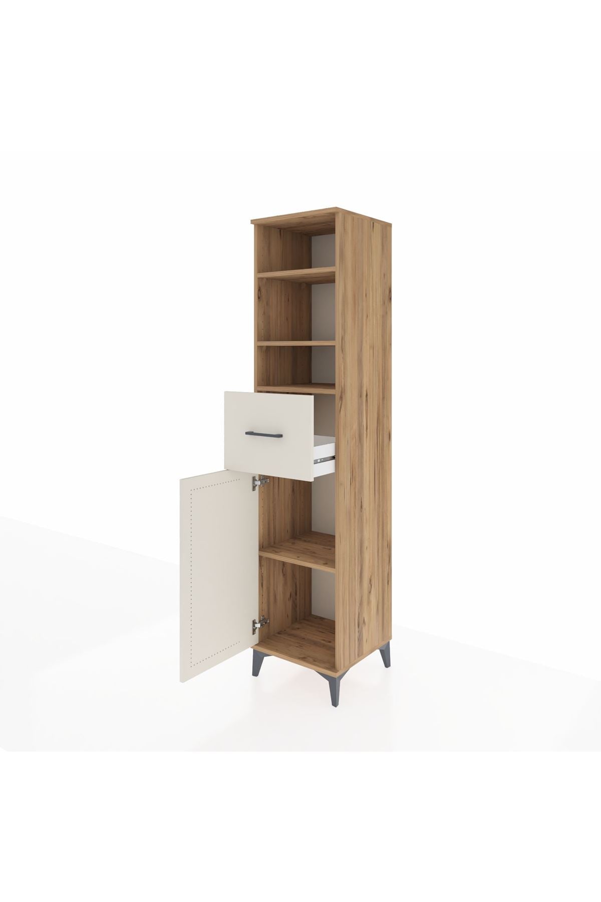 Hyperion Dolap 4 Raflı Tek Çekmeceli Tek Kapaklı 44x44x195 Çam-Aytaşı