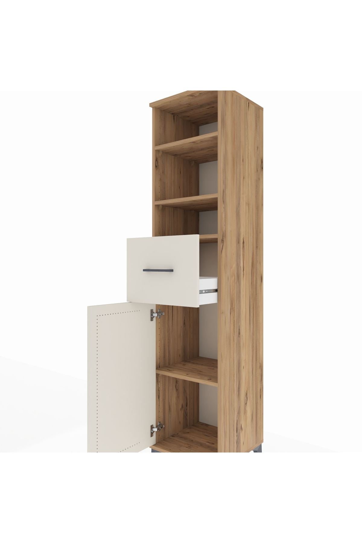 Hyperion Dolap 4 Raflı Tek Çekmeceli Tek Kapaklı 44x44x195 Çam-Aytaşı