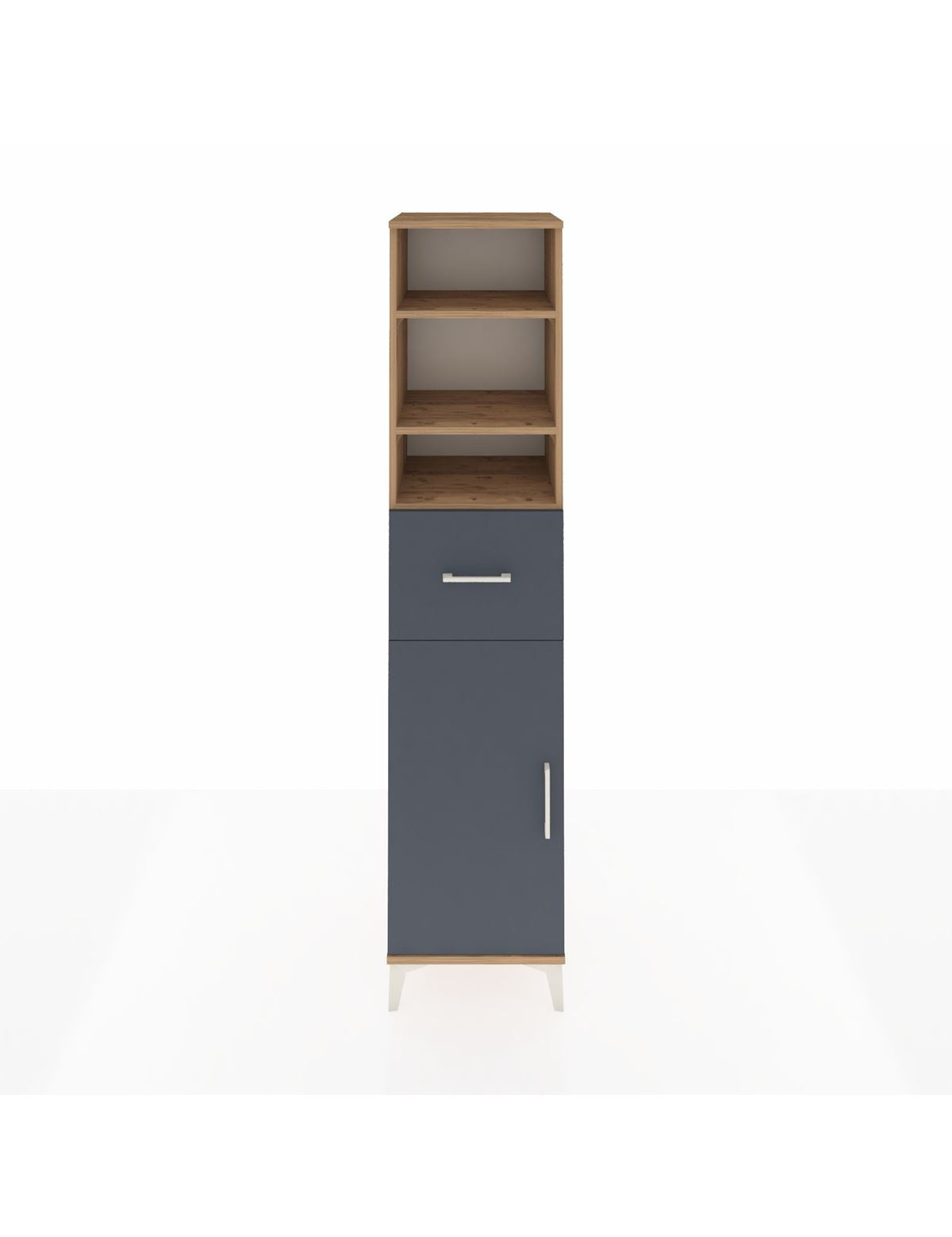 Hyperion Dolap 4 Raflı Tek Çekmeceli Tek Kapaklı 44x44x195 Çam-Antrasit