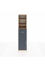 Hyperion Dolap 4 Raflı Tek Çekmeceli Tek Kapaklı 44x44x195 Çam-Antrasit