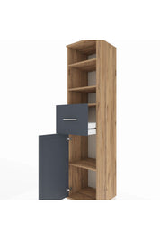 Hyperion Dolap 4 Raflı Tek Çekmeceli Tek Kapaklı 44x44x195 Çam-Antrasit