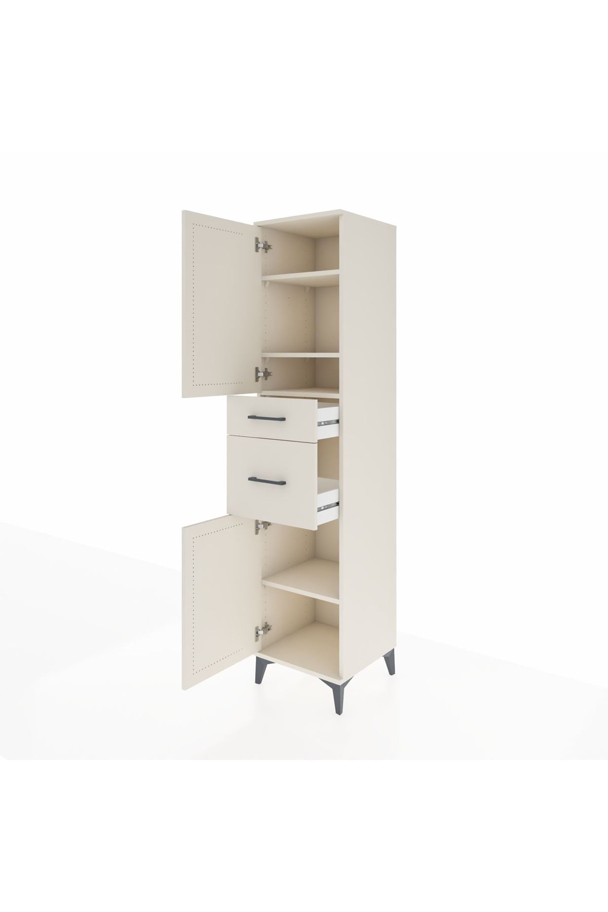 Hyperion Dolap 4 Raflı 2 Çekmeceli Tek Kapaklı 44x44x195 Aytaşı-Aytaşı