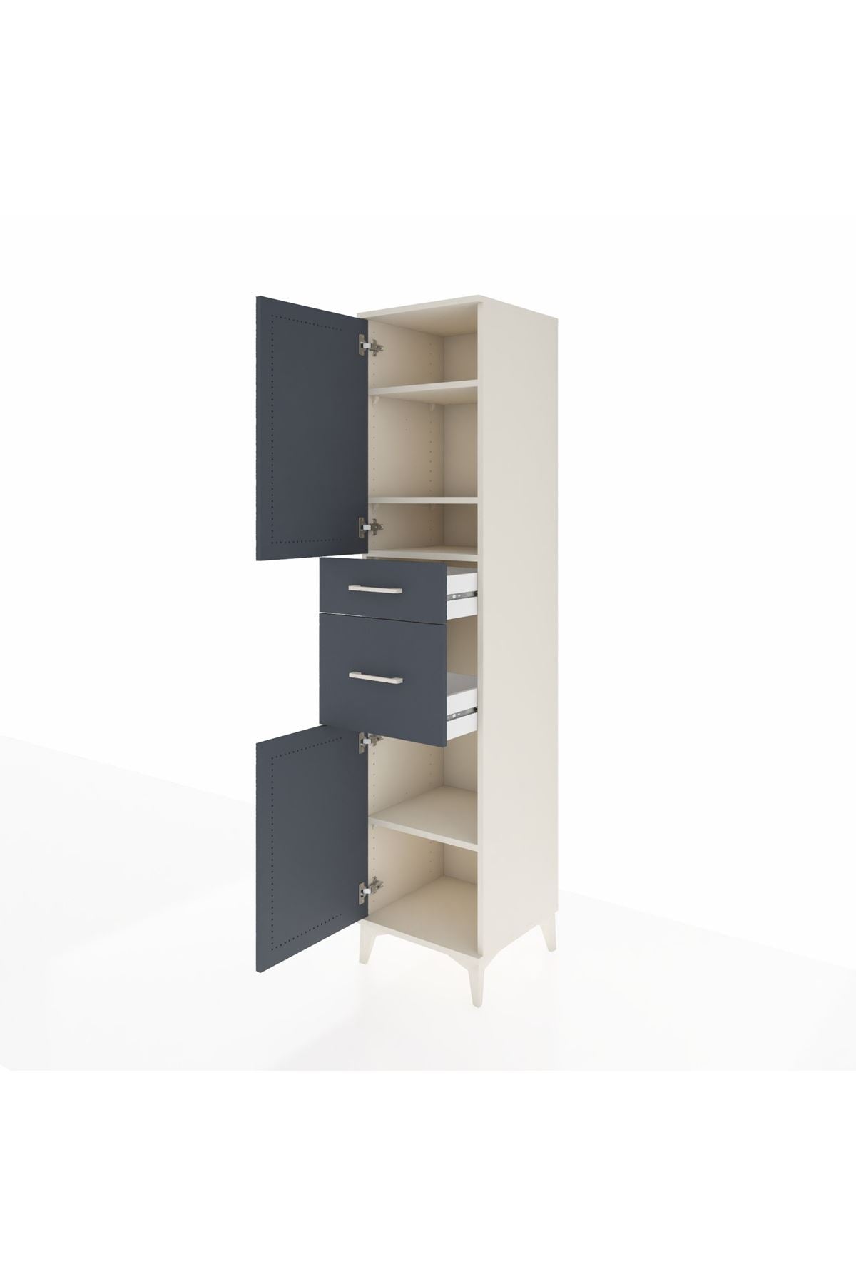 Hyperion Dolap 4 Raflı 2 Çekmeceli Tek Kapaklı 44x44x195 Aytaşı-Antrasit