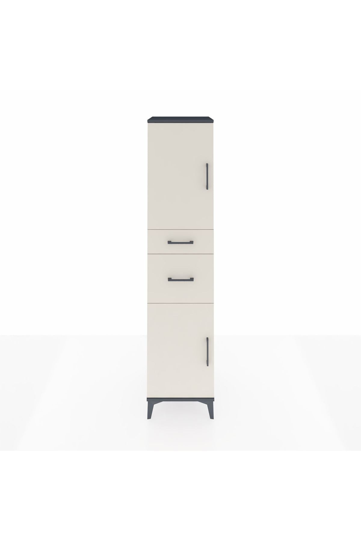 Hyperion Dolap 4 Raflı 2 Çekmeceli Tek Kapaklı 44x44x195 Antrasit-Aytaşı