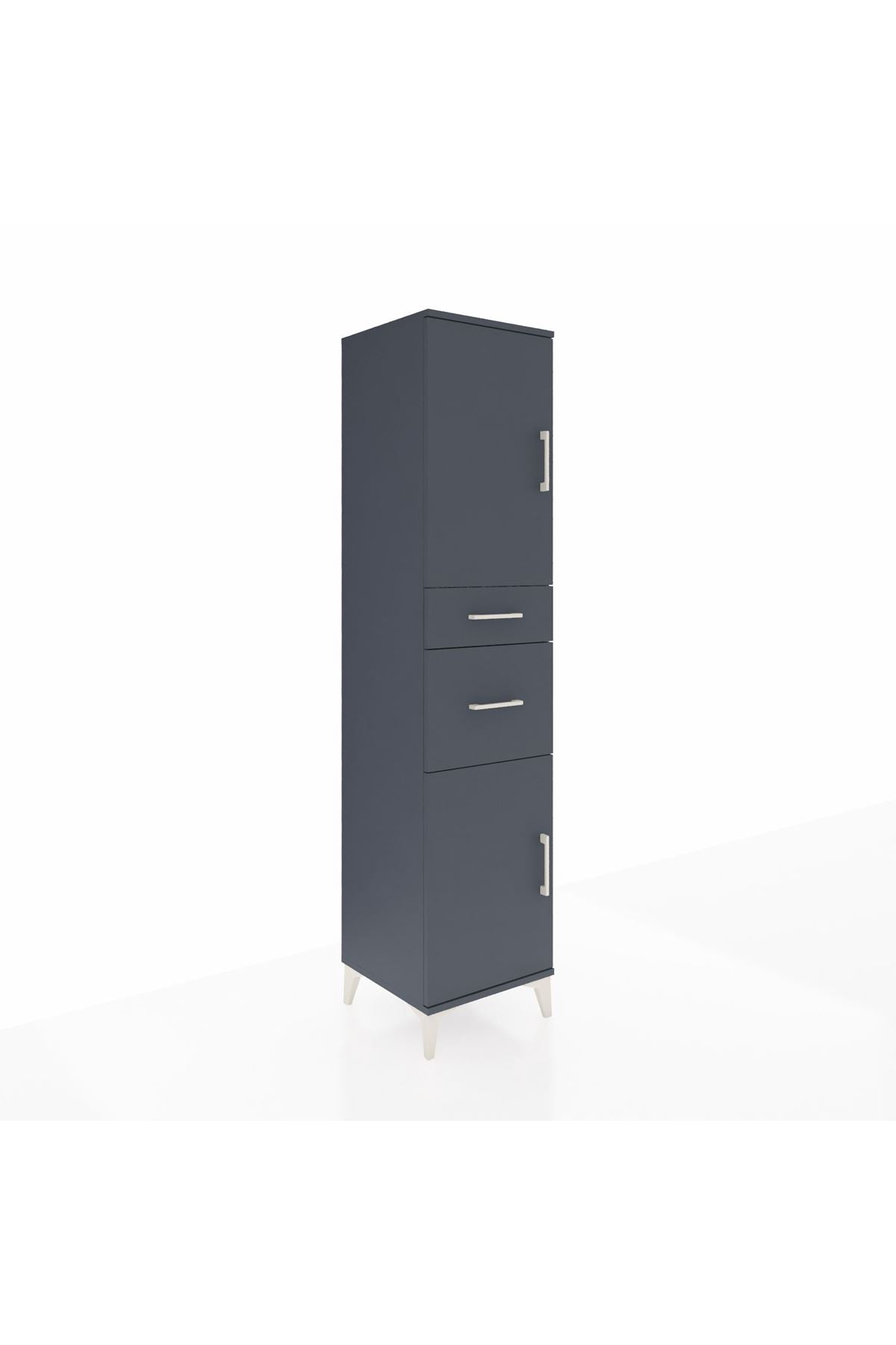 Hyperion Dolap 4 Raflı 2 Çekmeceli Tek Kapaklı 44x44x195 Antrasit-Antrasit