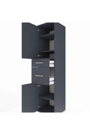 Hyperion Dolap 4 Raflı 2 Çekmeceli Tek Kapaklı 44x44x195 Antrasit-Antrasit