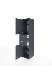 Hyperion Dolap 4 Raflı 2 Çekmeceli Tek Kapaklı 44x44x195 Antrasit-Antrasit
