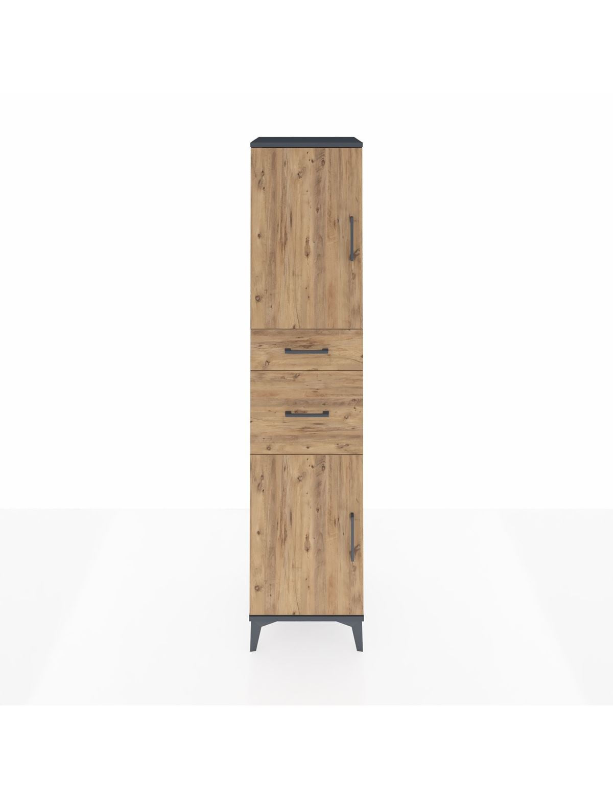 Hyperion Dolap 4 Raflı 2 Çekmeceli Tek Kapaklı 44x44x195 Antrasit-Çam