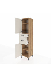 Hyperion Dolap 4 Raflı 2 Çekmeceli Tek Kapaklı 44x44x195 Çam-Aytaşı