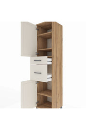 Hyperion Dolap 4 Raflı 2 Çekmeceli Tek Kapaklı 44x44x195 Çam-Aytaşı