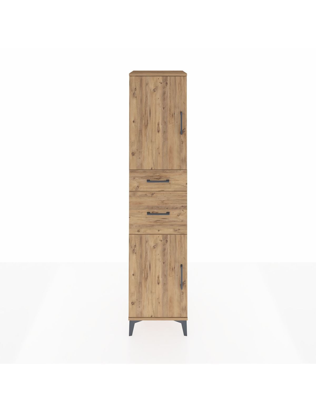 Hyperion Dolap 4 Raflı 2 Çekmeceli Tek Kapaklı 44x44x195 Çam-Çam