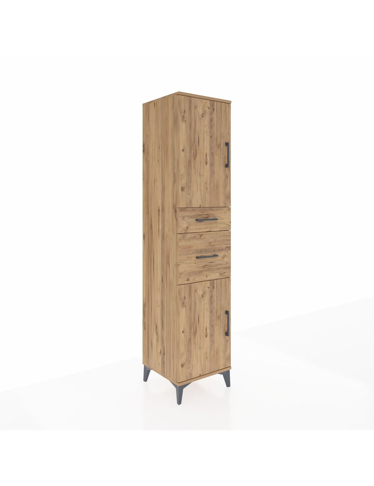 Hyperion Dolap 4 Raflı 2 Çekmeceli Tek Kapaklı 44x44x195 Çam-Çam