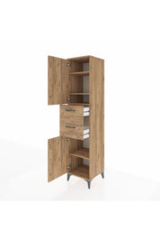 Hyperion Dolap 4 Raflı 2 Çekmeceli Tek Kapaklı 44x44x195 Çam-Çam