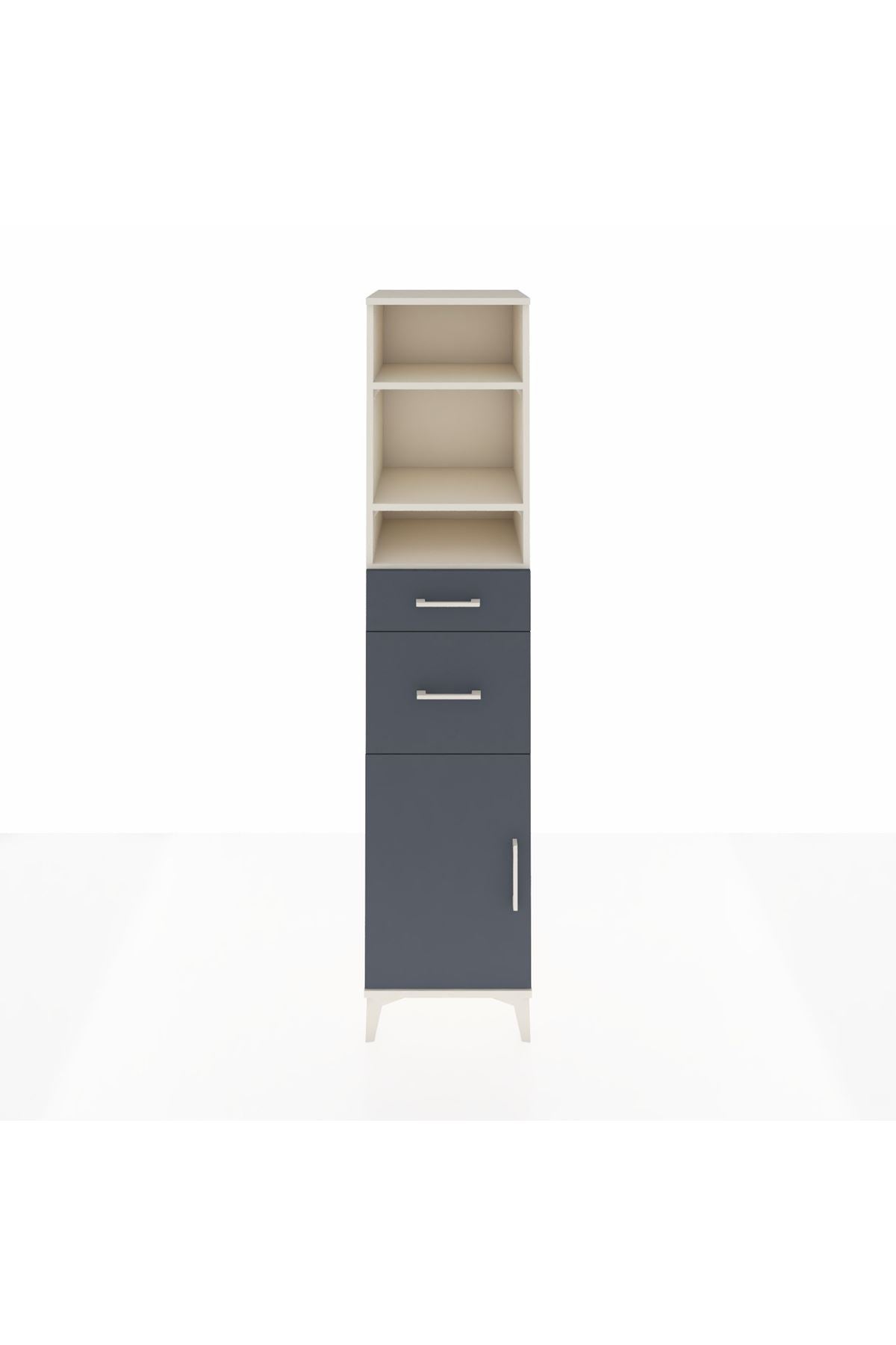 Hyperion Dolap 4 Raflı 2 Çekmeceli Tek Kapaklı 44x44x195 Aytaşı-Antrasit