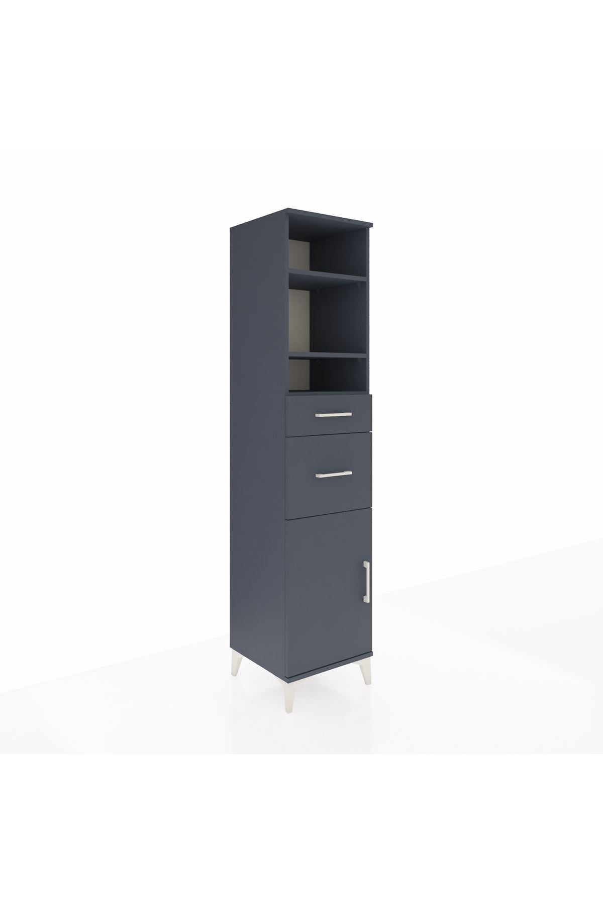 Hyperion Dolap 4 Raflı 2 Çekmeceli Tek Kapaklı 44x44x195 Antrasit-Antrasit