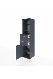 Hyperion Dolap 4 Raflı 2 Çekmeceli Tek Kapaklı 44x44x195 Antrasit-Antrasit
