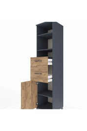 Hyperion Dolap 4 Raflı 2 Çekmeceli Tek Kapaklı 44x44x195 Antrasit-Çam