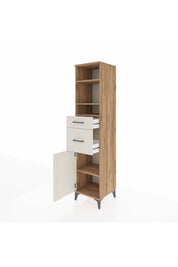 Hyperion Dolap 4 Raflı 2 Çekmeceli Tek Kapaklı 44x44x195 Çam-Aytaşı