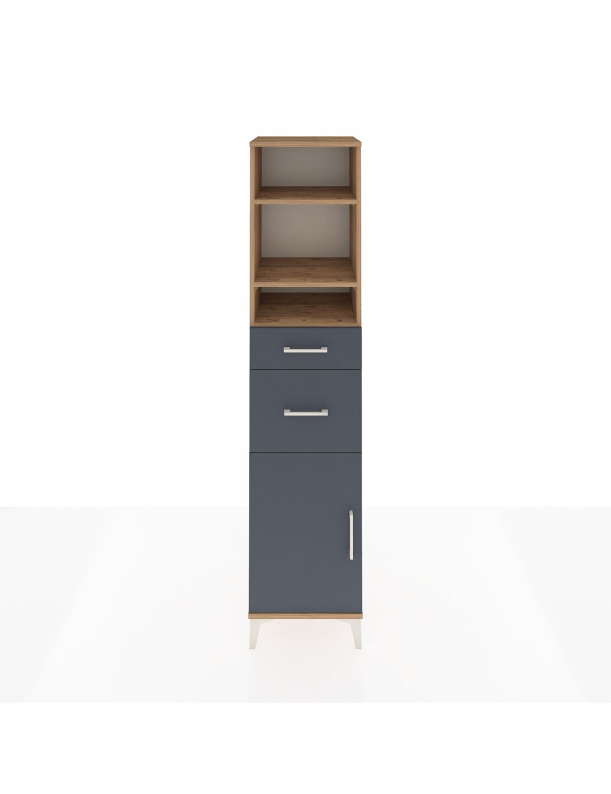 Hyperion Dolap 4 Raflı 2 Çekmeceli Tek Kapaklı 44x44x195 Çam-Antrasit