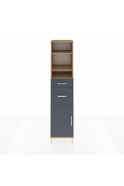 Hyperion Dolap 4 Raflı 2 Çekmeceli Tek Kapaklı 44x44x195 Çam-Antrasit