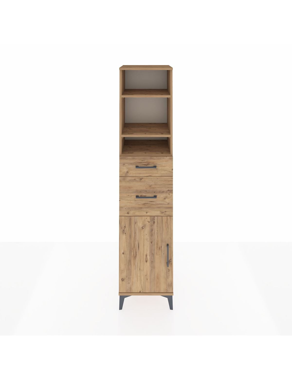 Hyperion Dolap 4 Raflı 2 Çekmeceli Tek Kapaklı 44x44x195 Çam-Çam