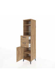 Hyperion Dolap 4 Raflı 2 Çekmeceli Tek Kapaklı 44x44x195 Çam-Çam