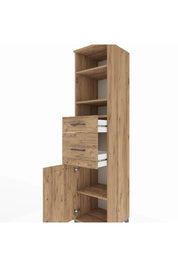 Hyperion Dolap 4 Raflı 2 Çekmeceli Tek Kapaklı 44x44x195 Çam-Çam