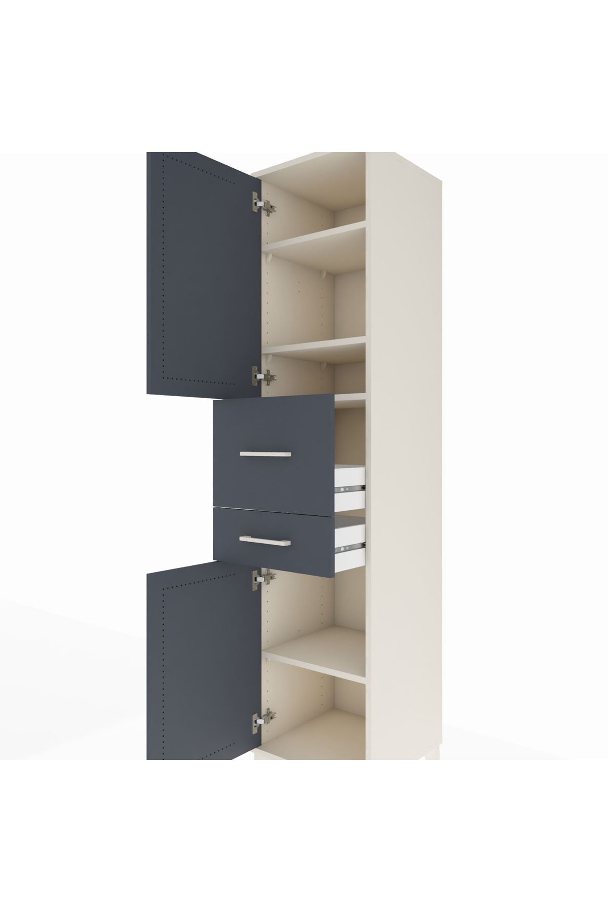 Hyperion Dolap 4 Raflı 2 Çekmeceli 2 Kapaklı 44x44x195 Aytaşı-Antrasit