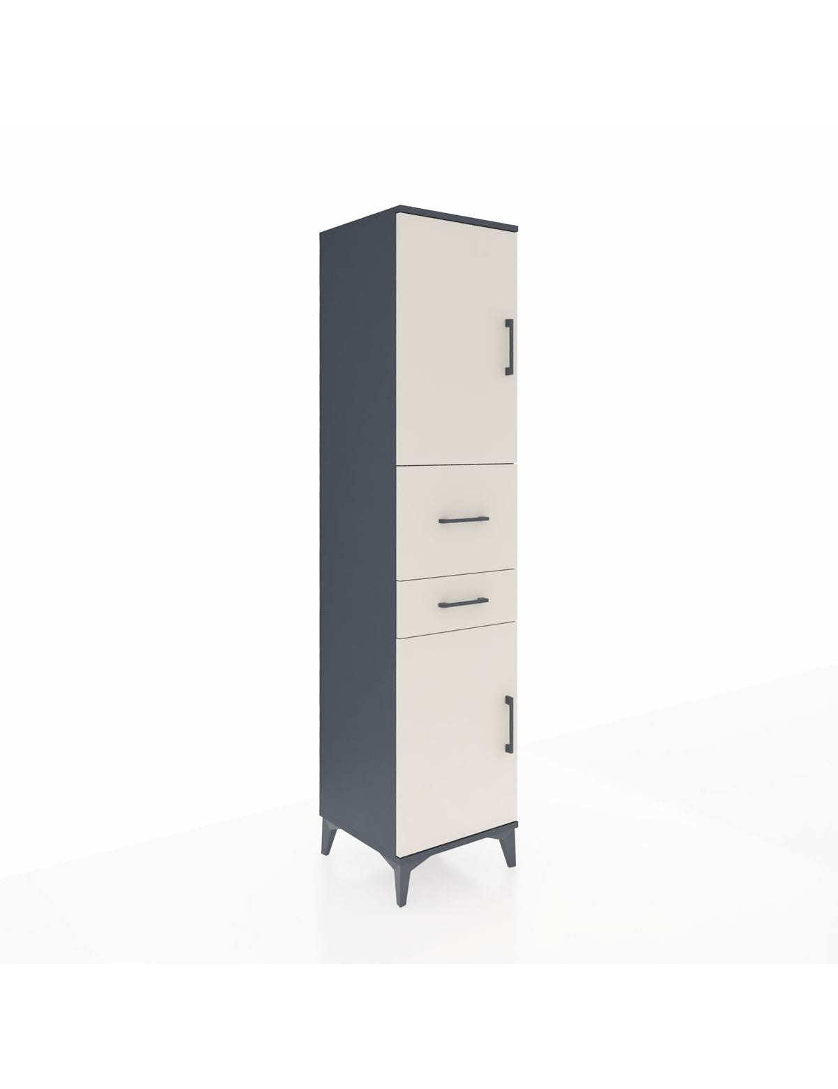 Hyperion Dolap 4 Raflı 2 Çekmeceli 2 Kapaklı 44x44x195 Antrasit-Aytaşı