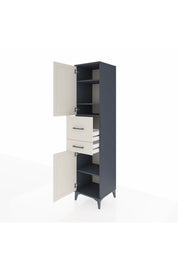 Hyperion Dolap 4 Raflı 2 Çekmeceli 2 Kapaklı 44x44x195 Antrasit-Aytaşı