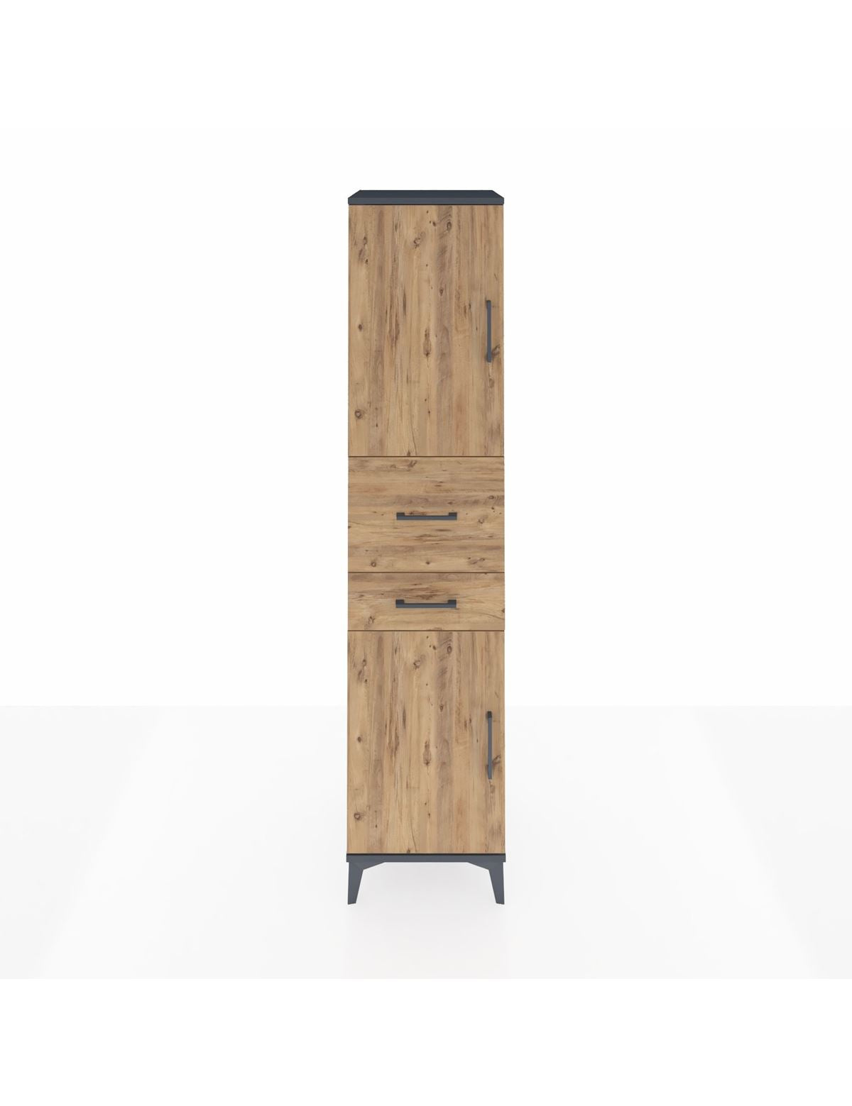 Hyperion Dolap 4 Raflı 2 Çekmeceli 2 Kapaklı 44x44x195 Antrasit-Çam