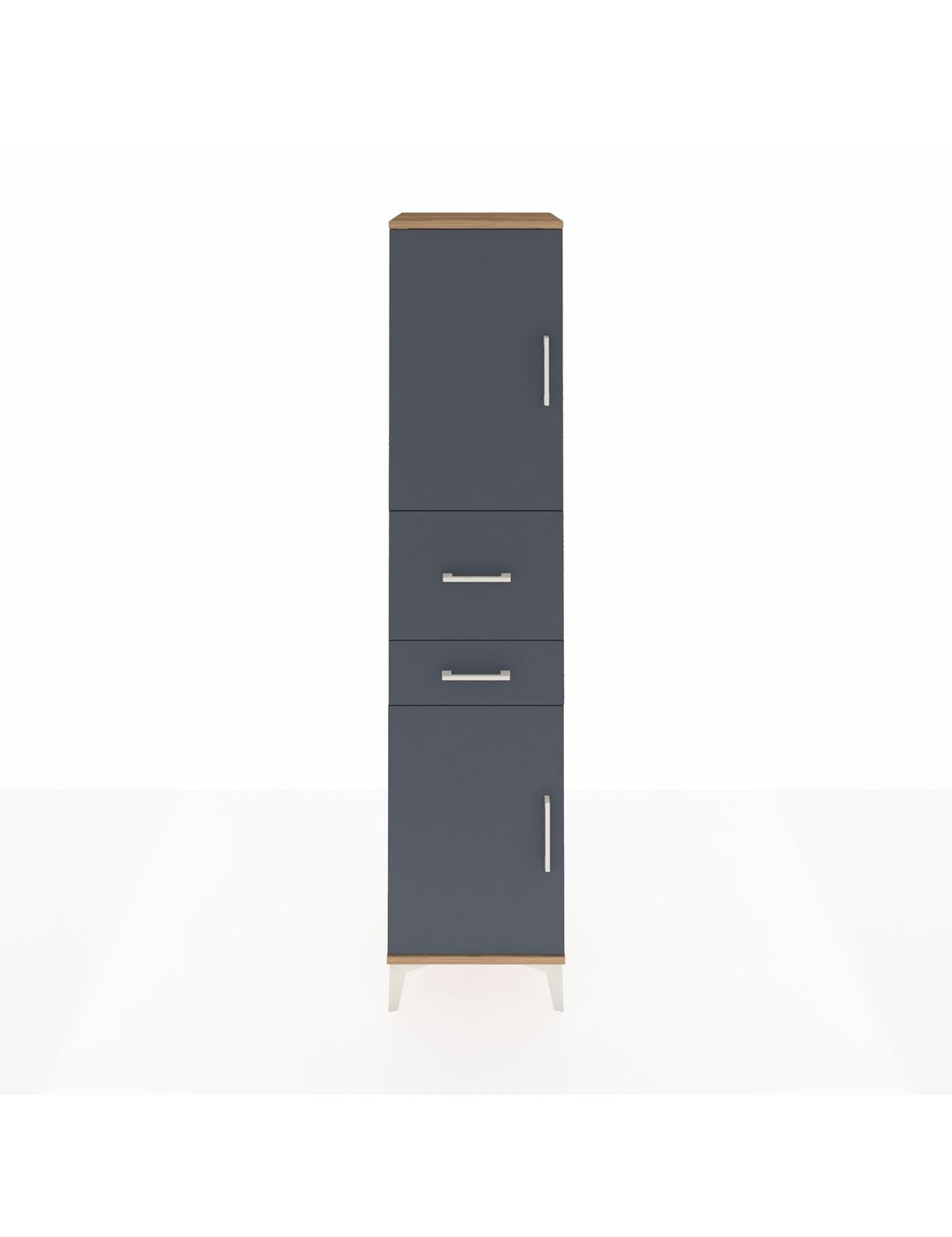 Hyperion Dolap 4 Raflı 2 Çekmeceli 2 Kapaklı 44x44x195 Çam-Antrasit
