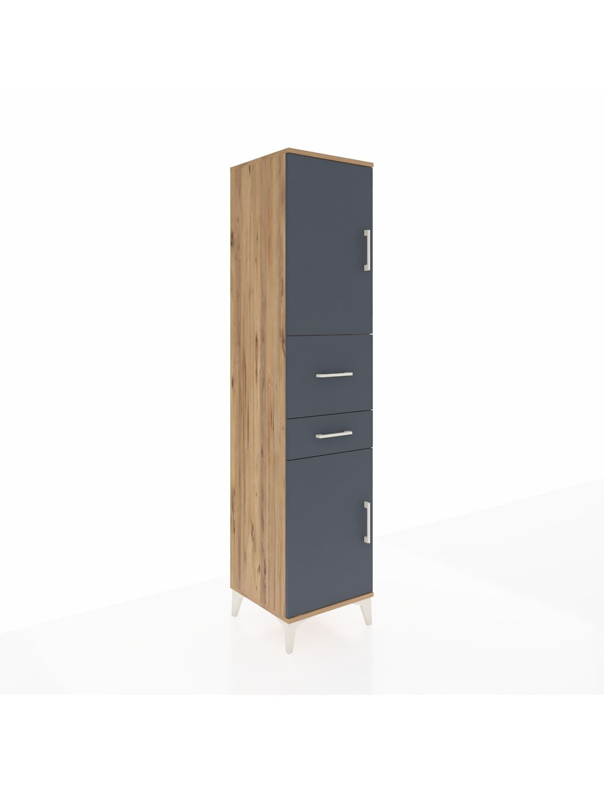 Hyperion Dolap 4 Raflı 2 Çekmeceli 2 Kapaklı 44x44x195 Çam-Antrasit