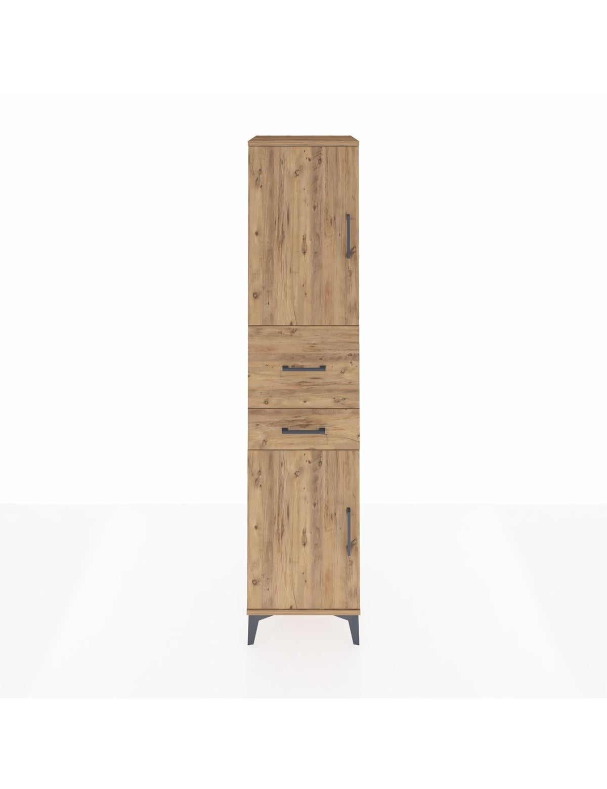 Hyperion Dolap 4 Raflı 2 Çekmeceli 2 Kapaklı 44x44x195 Çam-Çam