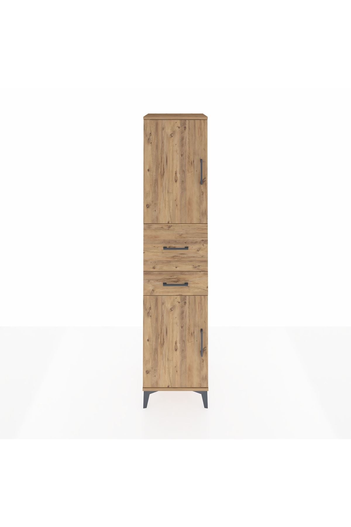 Hyperion Dolap 4 Raflı 2 Çekmeceli 2 Kapaklı 44x44x195 Çam-Çam