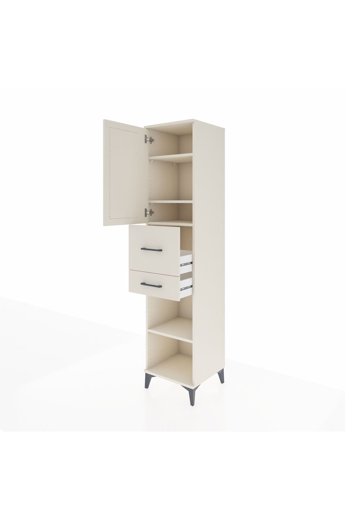 Hyperion Dolap 4 Raflı 2 Çekmeceli Tek Kapaklı 44x44x195 Aytaşı-Aytaşı