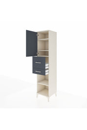 Hyperion Dolap 4 Raflı 2 Çekmeceli Tek Kapaklı 44x44x195 Aytaşı-Antrasit