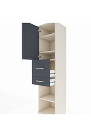 Hyperion Dolap 4 Raflı 2 Çekmeceli Tek Kapaklı 44x44x195 Aytaşı-Antrasit