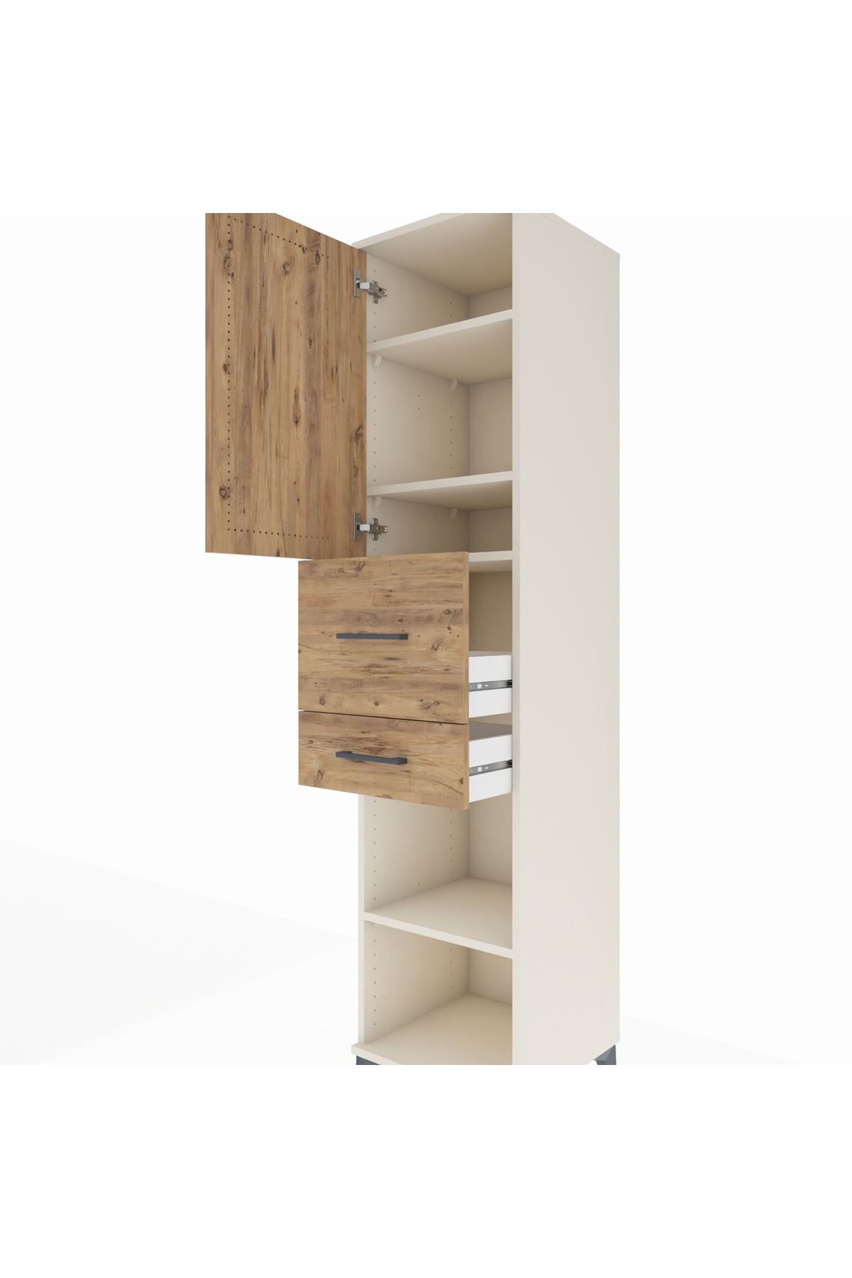 Hyperion Dolap 4 Raflı 2 Çekmeceli Tek Kapaklı 44x44x195 Aytaşı-Çam