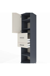 Hyperion Dolap 4 Raflı 2 Çekmeceli Tek Kapaklı 44x44x195 Antrasit-Aytaşı