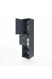 Hyperion Dolap 4 Raflı 2 Çekmeceli Tek Kapaklı 44x44x195 Antrasit-Antrasit