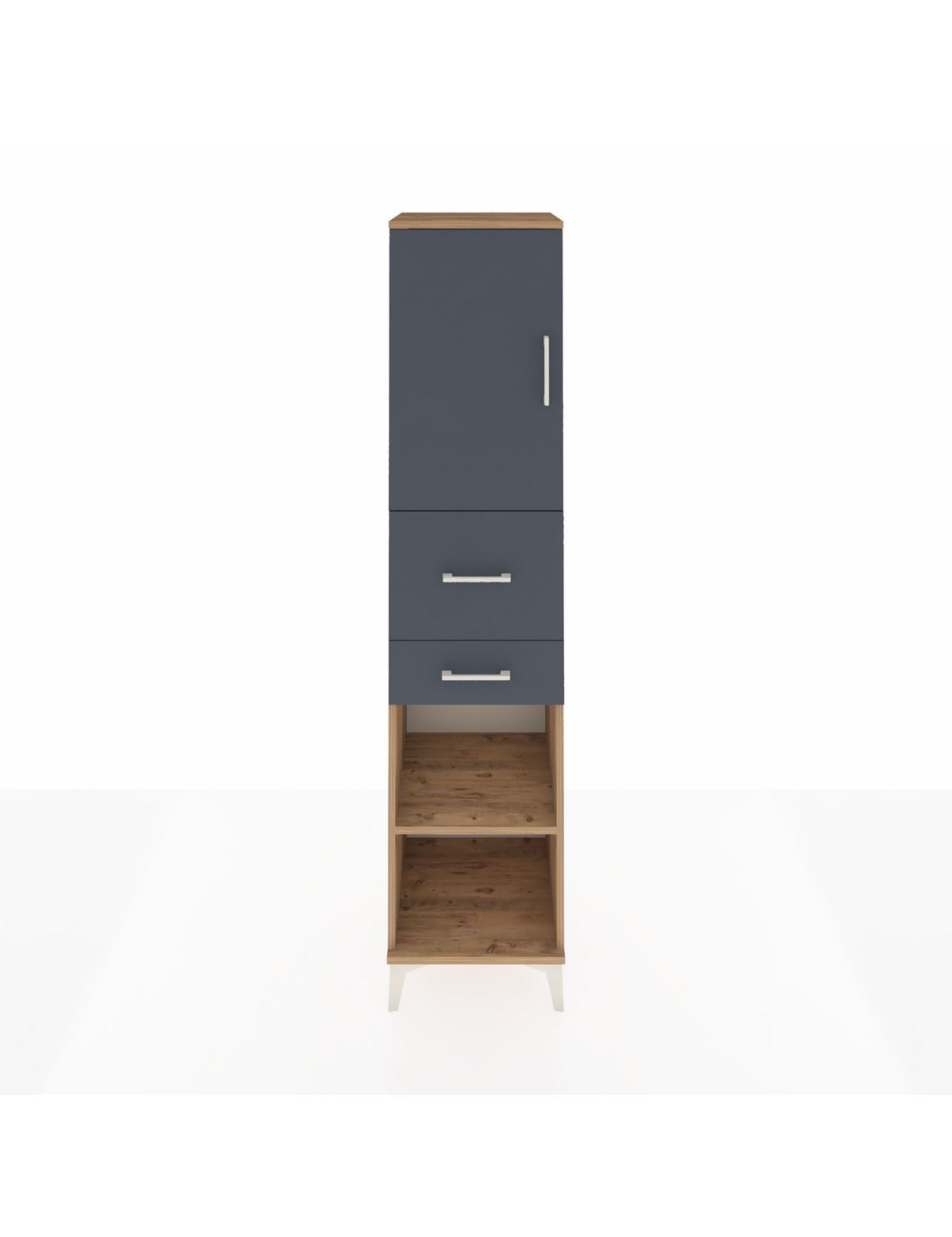 Hyperion Dolap 4 Raflı 2 Çekmeceli Tek Kapaklı 44x44x195 Çam-Antrasit