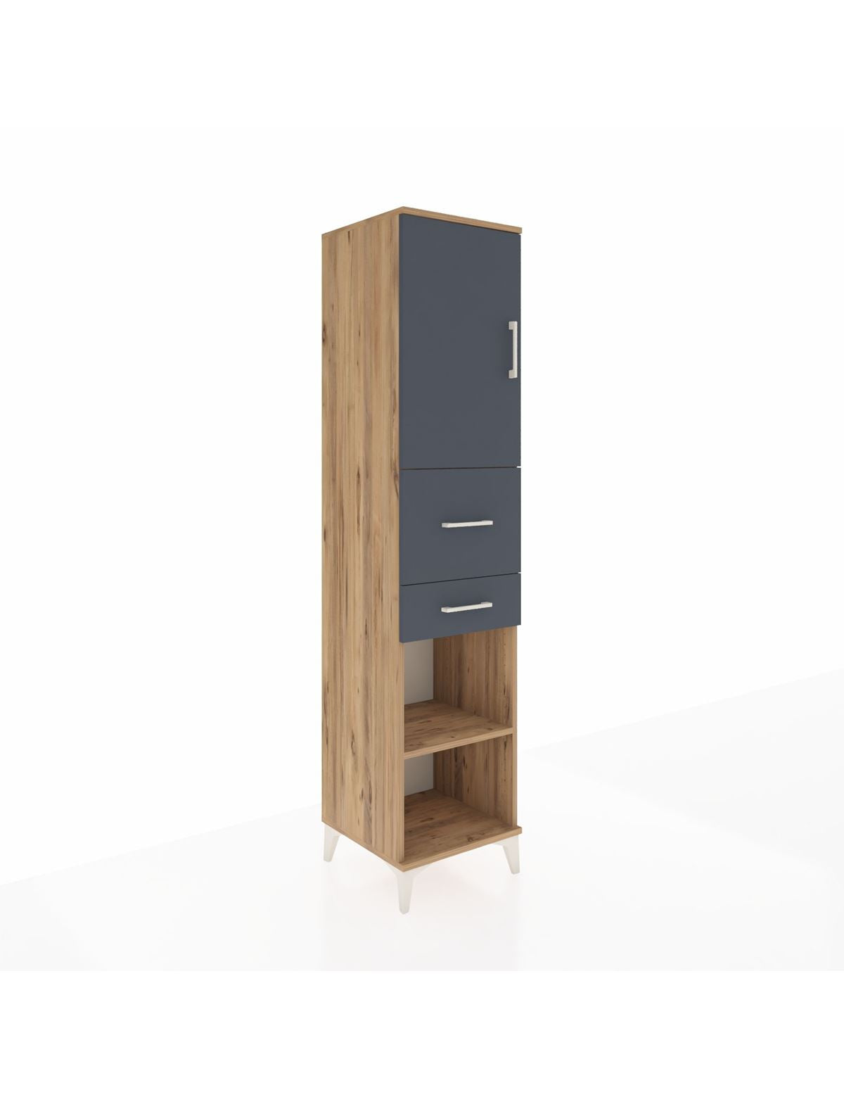 Hyperion Dolap 4 Raflı 2 Çekmeceli Tek Kapaklı 44x44x195 Çam-Antrasit