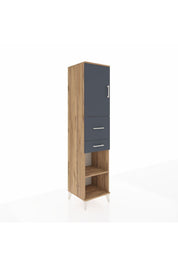 Hyperion Dolap 4 Raflı 2 Çekmeceli Tek Kapaklı 44x44x195 Çam-Antrasit