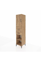 Hyperion Dolap 4 Raflı 2 Çekmeceli Tek Kapaklı 44x44x195 Çam-Çam